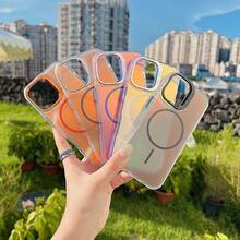 Ốp lưng điện thoại đeo cổ tay sạc không dây từ tính hiệu ứng laser gradient sang trọng, dành cho iPhone 17/16/15/14/13/12 Pro Max Plus, có giá đỡ ống kính và mặt lưng mềm mại, tương thích với các model S26/25/24/23/22/A123456789987654321 - trắng - Xem 4