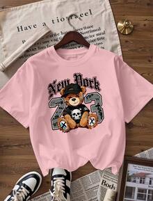 Grunge Style Short Sleeve T-Shirt With Number "73", Fashionable Short Sleeve T-Shirt For Spring And Summer 2026, Made In Mexico, 180 Grams. Cartoon Print, Couple Design, Suitable For Indoor Or Outdoor Wear. Crew Neck, Unisex, Ideal For Office And Leisure. One-Pack. - PK-P631577SLNDXZGY411 - 查看 4