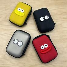 Cute Cartoon Eyes Data Cable Storage Bag, Portable Hard Shell Charger Earphone Organizer Case, Mini Zipper Pouch For USB Cable, Charger, Earbuds - Multicolor - View 3