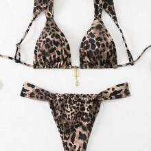 Swim Vcay 2pcs Women's Leopard Print Swimwear Set, Random Print Summer - Multicolor - Ver 4