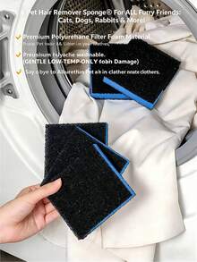 宠物清洁洗衣海绵方块，快速去除毛发，家用可重复使用清洁海绵，去污洗衣防缠绕海绵方块，适用于洗衣机 - 彩色 - 查看 3