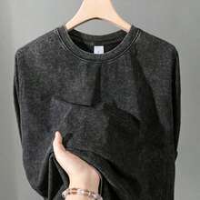 Camiseta casual de uso diario con estampado de rosas y cuello redondo, con mangas cortas en estilo retro CRCB. - Negro - Ver 4
