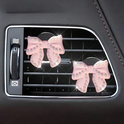 2/5pcs Cute Bowknot Car Air Vent Clip Decoration, Feminine Car Interior Vent Decor, Bowknot Design Car Accessories