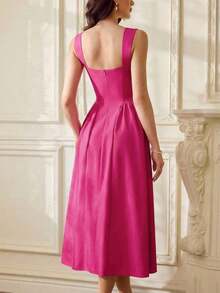 Vestido elegante vintage para mujer con bolsillos, vestido casual para té, fiesta, verano, vacaciones, vestido blanco de verano para mujer, vestido de fiesta, vestido formal con corsé, vestido de cumpleaños, vestido de invitada de boda, vestido de Pascua, vestido de primavera para mujer - Rosa Fucsia - Ver 7