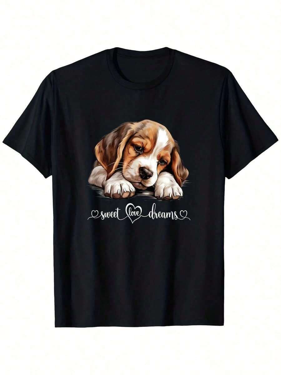 Camiseta unisex 100% algodón, camiseta gráfica de gran tamaño para mujer, camisetas de verano para mujer talla grande, camiseta de talla grande para mujer con estampado de cachorro Beagle - Linda camiseta para amantes de perros Beagle con estampado de cachorros Beagle y mamá y papá Beagle, camiseta de manga corta con cuello redondo suave de 180g (0XL-5XL) - Regalo para dueños de Beagle del mismo estilo para hombres y mujeres, camiseta de manga corta holgada y cómoda para el verano de 2025, top corto ajustado estilo Y2K, camiseta gráfica, camiseta casual para mujeres y hombres. - Negro - Ver 1