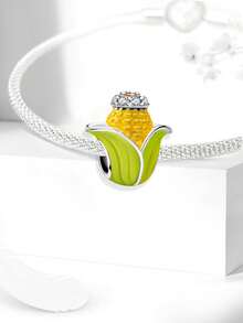 1pc Cute Avocado Pendant Bead, For Bracelet DIY, Women's Jewelry And Daily Outfit Decoration, Girls Accessory - Silver - View 9