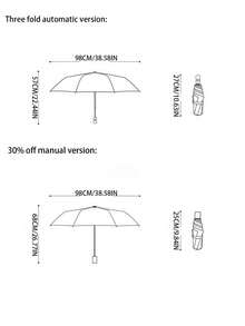 1pc Fully Automatic Umbrella, Dual-Use Sunshade & Rainproof, Student/Women, Black Coating, Foldable, Reinforced Double Ribs - As Shown - View 7