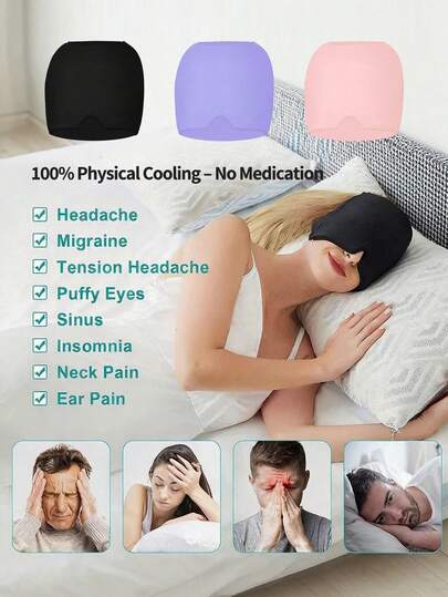 1 pieza Gorro de alivio del dolor de cabeza con enfriamiento, Diadema de gel refrigerante, Terapia de frío/calor para alivio del dolor de cabeza, Máscara para dormir relajante, Diadema de gel suave y elástica, Adecuada para frío/calor, Reutilizable, Máscara para los ojos refrescante y transpirable, Aplicable para dormitorio, viajes, oficina, escuela, regalo de cumpleaños, dolor de cabeza, bolsas en los ojos, alivio de la tensión y el estrés