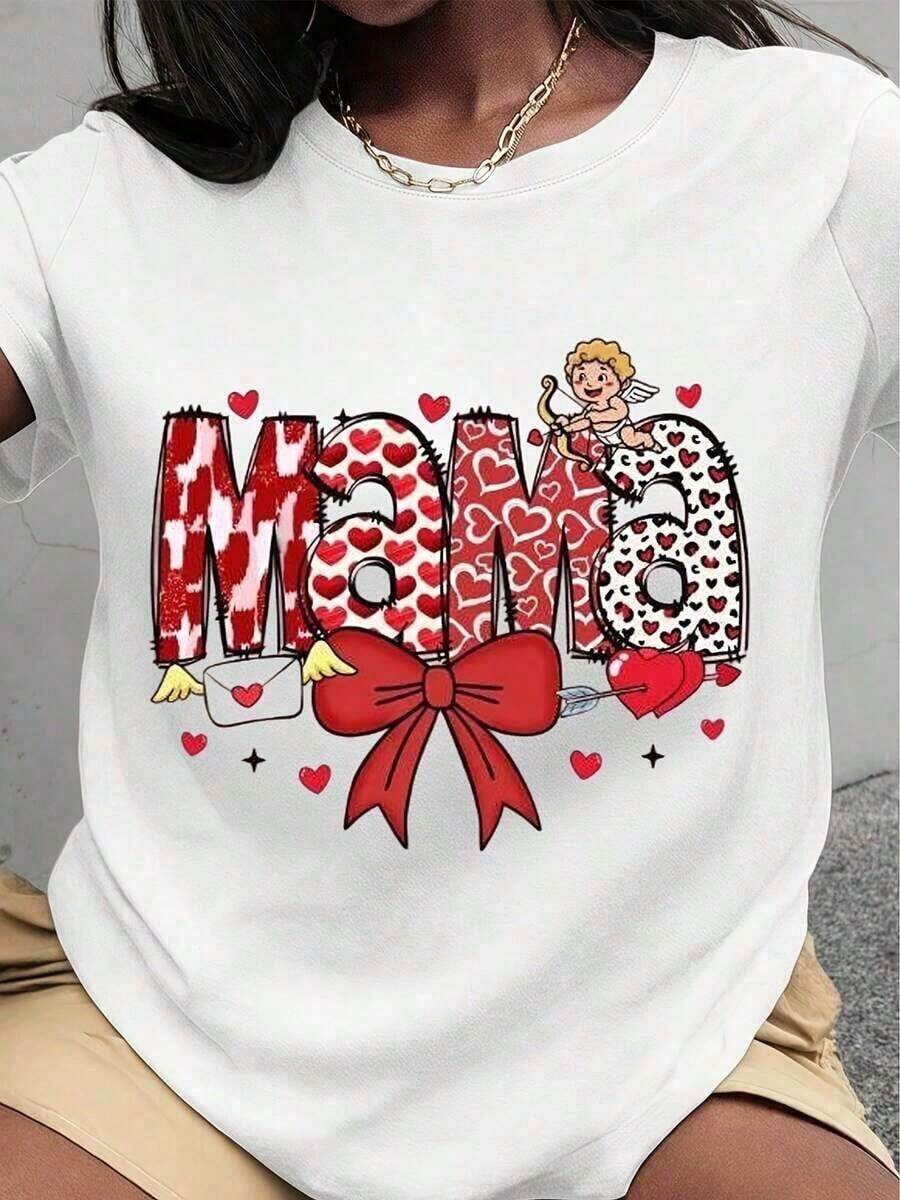 Women's Valentine's Day T-Shirt - T-Shirt With Bright Red Heart And Pink Hearts Design For Mother's Day And Valentine's Day - 白色 5 - 查看 1