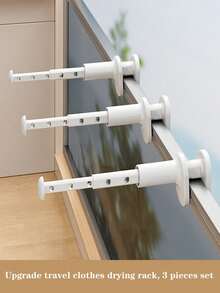 5-Hole Retractable Travel Clothes Hanger Rack, Adjustable Space-Saving Drying Rack With Rotating Clips - Suitable For Dorm, Bathroom And Closet, White Plastic Hanger - For Travelers, Home Hanging Clothes | Multifunctional Folding Drying Rack | Sturdy Grip Function, Retractable Clothes Rack No Drilling Needed For Balcony, Window, Villa Wall - Multicolor - View 13