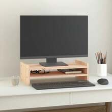 Soporte para monitor vidaXL 50x27x15cm Madera maciza de pino - Marrón - Ver 1