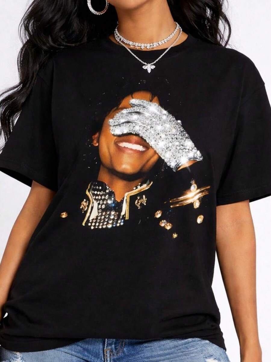 Dam-T-shirts - Svart - Visa 1