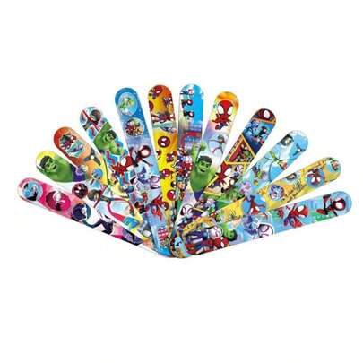  12pcs Marvel Superhero Patting Ring Bracelet, Mixed With Avengers&Spider Man Characters, Adjustable PVC Patting Bracelet