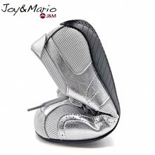 joy&mario 1雙女款銀色瑪麗珍芭蕾平底休閒鞋,輕量透氣拼色休閒鞋,魔鬼氈與繫帶設計,適合日常穿著與街頭風格 - J&M - 銀色 - 查看 9