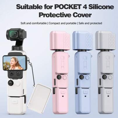 Silicone Protective Case For Osmo Pocket 4, Protective Case Lens Protector Scratch-Resistant Sleeve Skin &Includes Screen Case And Other Action Camera Case Accessories(Cover Only)