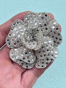 1pc Shiny Rhinestone Fabric Patch, DIY Clothing, Shoes, Bags, Home Decor Accessories, Multi-Color Sewing Embellishment - Flower Series - View 5