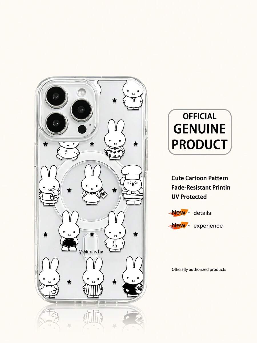 Ốp lưng điện thoại Miffy trong suốt sạc không dây từ tính, quà tặng ngày lễ, chống trượt, chống rơi, chống vân tay, tương thích với iPhone 17 17Air 17pro 17promax 11 12 13 14 15 16pro 16promax 14Plus 15Plus 16Plus 16pro 16promox XR - Trong sáng - Xem 1