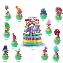 25 Peças Novos Presentes de Festa de Aniversário Troll, Decorações de Bolo, Enfeites de Festa, Decorações de Ambiente de Aniversário - Multicolorido - Visão 4