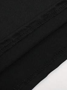Ladies V-Neck Tee -  Casual Graphic Shirt, Made From - Light And Airy For Year-Round Wear - 黑色 - 查看 4