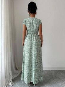 YHHElenzga Vestido con estampado floral elegante, adecuado para el uso diarioYHH - Verde - Ver 2