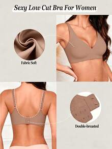 女款無縫聚攏胸罩隱形內衣可拆式墊片Bralette NudeFit內衣內著休閒舒適提拉無鋼圈內衣基礎款 - 咖啡棕 - 查看 3