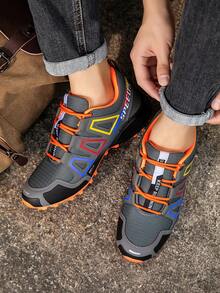tuxingshangbiao Sapatos Impermeáveis para Caminhada Masculinos, Tênis de Trekking Respiráveis, Sapatos para Corrida em Trilha Antiderrapantes para Uso Externo, Sapatos para Esportes Aquáticos, Sapatos para Bicicleta de Montanha - Laranja acinzentado - Visão 6