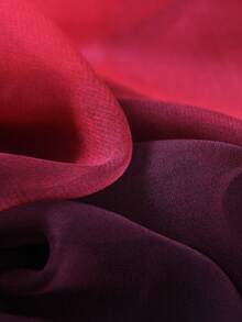 1 pieza Bufanda de gasa con degradado de colores del arcoíris, chal ligero y versátil para mujeres - Negro y rojo - View 2