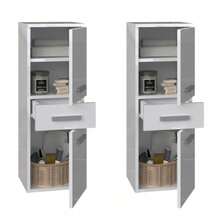 Multifunctional Home Style Bathroom Storage Cabinet With Drawer & 2 Doors, Ultra Slim Narrow Organizer For Small Spaces, Finished In Brown / Matte White / High Gloss White, Ideal For Bathroom, Bedroom, Kitchen, Towels - Multicolor - View 15