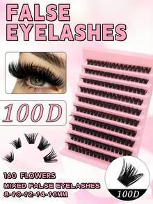 C-Curl 8-16mm Mixed 1 Box 160pcs Super Dense 100D False Eyelashes, Soft, Fluffy, Natural, Enlarging Eyes - C - View 1