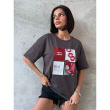 Camiseta de manga corta 100% para mujer, de diseño veraniego y estilo casual, versátil y con estampado de letras. - Blanco - Ver 8