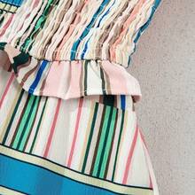 Women's Casual Loose Color Block Striped Sleeveless Slip Dress, Summer Vacation Elegant - Multicolor - Ver 8