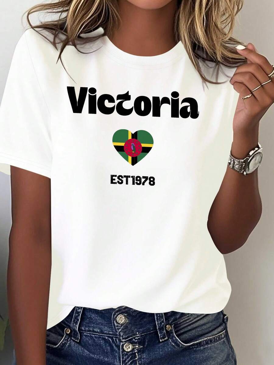 Dominica Victoria Camisetara Mujer 100% Aodón - Blusa Casual de Manga Corta y Cuello Redondo con Estilo Minimalista y Elegante, Ropa Cómodara Todas las Estaciones, Top Básico Lavable a Máquina