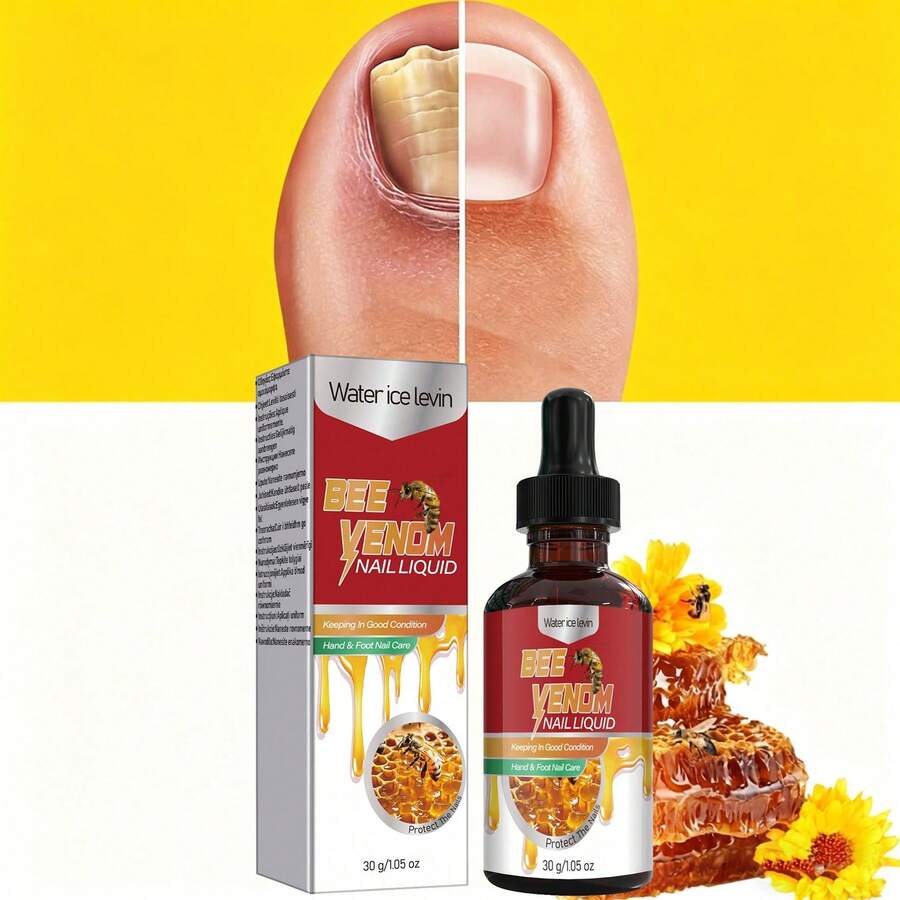 蜂毒指甲精华液，维生素C亮泽配方，指甲角质层护理油，增强指甲光泽，便携式，指甲和足部护理，深层滋润 - 30g - 查看 1