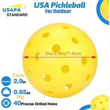 5pcs Outdoor Pickleball, Designed For Sports With Excellent Durability, Bounce And Visibility. This Is A Pickleball (Also Known As Wiffle Ball), Often Used As Golf Practice Ball Or Wiffle Ball, A Lightweight Sports Ball For Multiple Scenarios. The Uniformly Distributed Holes On The Ball Body Effectively Reduce Air Resistance, Making The Flight Path More Controllable; Meanwhile, It Is Lightweight And Has Moderate Speed, Neither As Impactful As A Tennis Ball Nor As Unstable As A Plastic Toy Ball, Making It Perfect For Beginners. - A - View 4