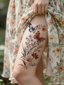 3 Sheets Minimalist Finger Temporary Tattoos, Leaf, Butterfly, Flower, Diamond, Heartbeat, Music Note Patterns, Personalized Small Designs, Waterproof Realistic Body Tattoo Stickers For Finger, Ear, Shoulder, Neck, Collar, DIY Daily, Party, Holiday Gifts - Multicolor - View 2