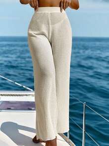 Pantalones de Baño de Color Sólido - Beis - Ver 6