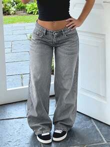 Quần jeans denim màu xám nhạt kiểu cổ điển dành cho thanh thiếu niên, phong cách Mỹ. - Màu Xám nhạt - Xem 1