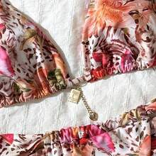 Swim Vcay 2pcs Women's Leopard Print Swimwear Set, Random Print Summer - Multicolor - Ver 11