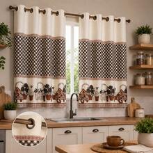 Oxford Printed Kitchen Curtain 2.00 X 1.40 - Rust Brown - View 3