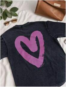 Camiseta de manga corta estilo americano, de longitud media, casual, retro, lavada y desgastada, 100% algodón, elegante para uso diario. - Blanco - Ver 9