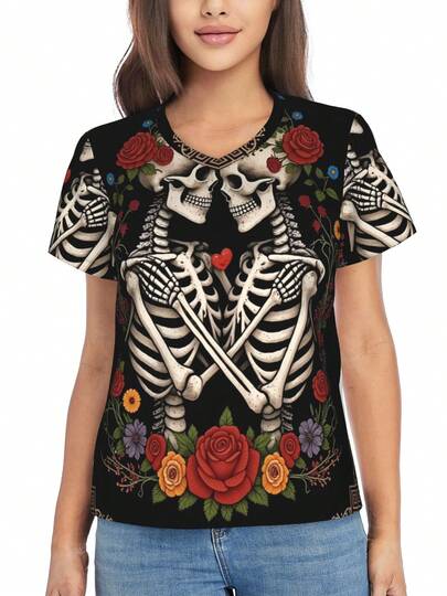 Women's V-Neck T-Shirt Unnamed AI-Generated Image  Comfortable And Elastic, With Fashionable And Breathable Prints, It Is Exclusive To Enthusiasts Of  Styles