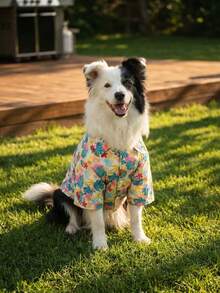 夏季狗狗沙滩衫 - 透气轻便的狗狗夏季休闲服，适合小型、中型和大型犬，全印花狗狗服装 - 夏威夷风格图案 - 彩色 - 查看 8