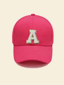1pc Kids 26 Letters Pattern Baseball Cap, Toddler Boys & Girls Sun Protection Hat, Suitable For Outdoor Daily Wear, Provides UV Protection - Hot Pink - View 2