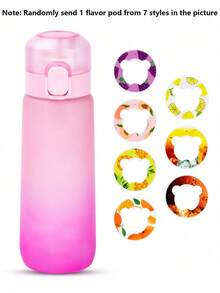 1 pieza Botella de agua con degradado con 1 sabor aleatorio de cápsulas perfumadas, botella de agua sin azúcar ni calorías con pajita para exteriores, a prueba de fugas para gimnasio, correr, deportes, adecuada para deportes al aire libre - Multicolor - Ver 9