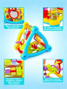 学习者活动立方体，婴儿活动立方体，早教益智玩具，包含3个感官形状积木、音乐忙碌板，适合1-2岁儿童的蒙特梭利玩具，1岁生日礼物 - 彩色 - 查看 4