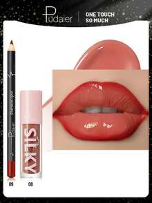 Pudaier 2-In-1 Lip Set: Nourishing Lip Liner Pencil And Lip Gloss | Waterproof & Long-Lasting, Shaping Lips, Universal Shades | Ideal Valentine's Day Gift - 09+08 - 查看 8