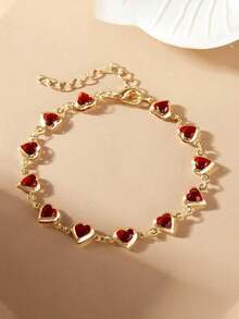 Fashion Shiny Cubic Heart Bracelet For Teen Girls, Delicate Three-Dimensional Heart Motif Design Party Jewelry, Lightweight Comfortable Long-Time Wear Wrist Accessory, Chic All-Match Daily Wear Bracelet, Suitable For Everyday Outfit Matching, Weekend Casual Outings, School Activities, Social Events And Special Celebrations, Meaningful Holiday Present For Daughters, Sisters And Close Friends - 均碼 3 - 查看 1