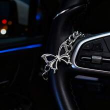 Silver Butterfly Steering Wheel Chain, Car Interior Decor, Cute Car Accessory, Car Charm, Unique Car Decoration - Car Decorative Pendants - View 3