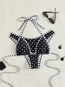 Set de 2 bikinis sexy y de moda en negro y blanco para mujer, ropa de playa de verano para vacaciones - Negro - Ver 2
