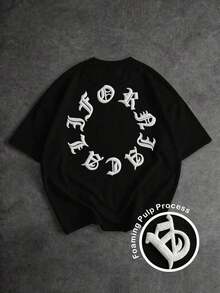 Camiseta Casual para Hombre con Estampado de Letras, Verano - Negro 3 - Ver 6